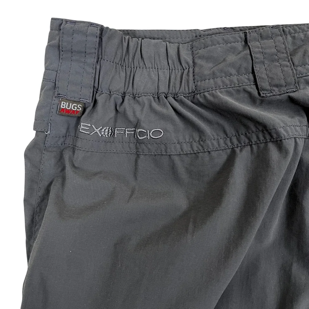 ExOfficio Women Convertible Hiking Pants 10 Gray Insect Shield Zip Off Leg Cargo